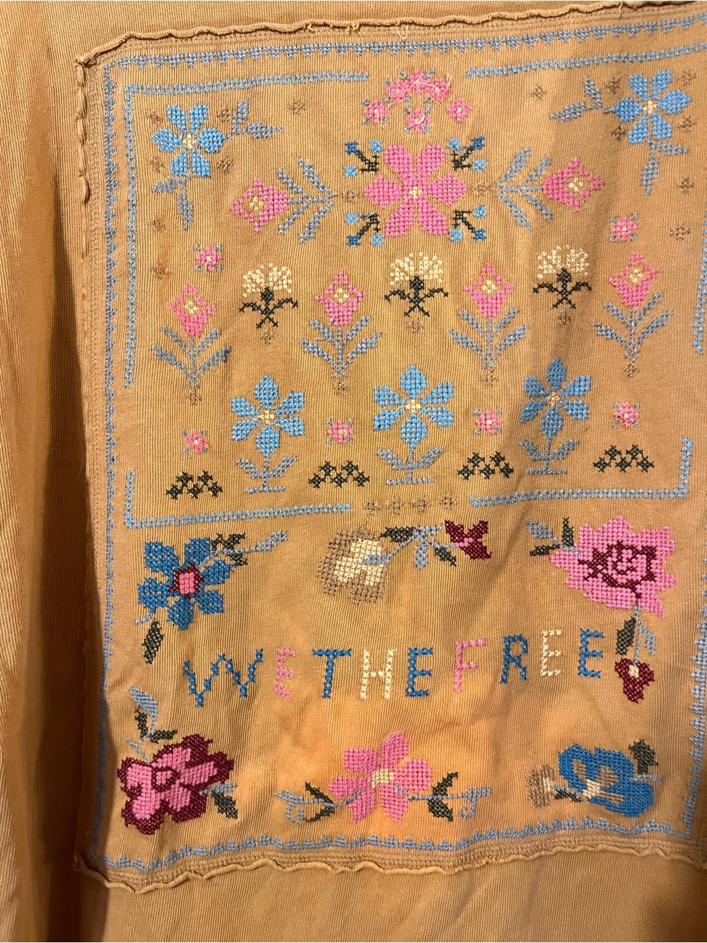We The Free Mustard Yellow Floral Embroidered Boxy Tee - Picture 2 of 8